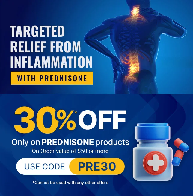 30% de descuento en medicamentos con prednisona en pedidos superiores a 45 €. Usa el código PRE30.
