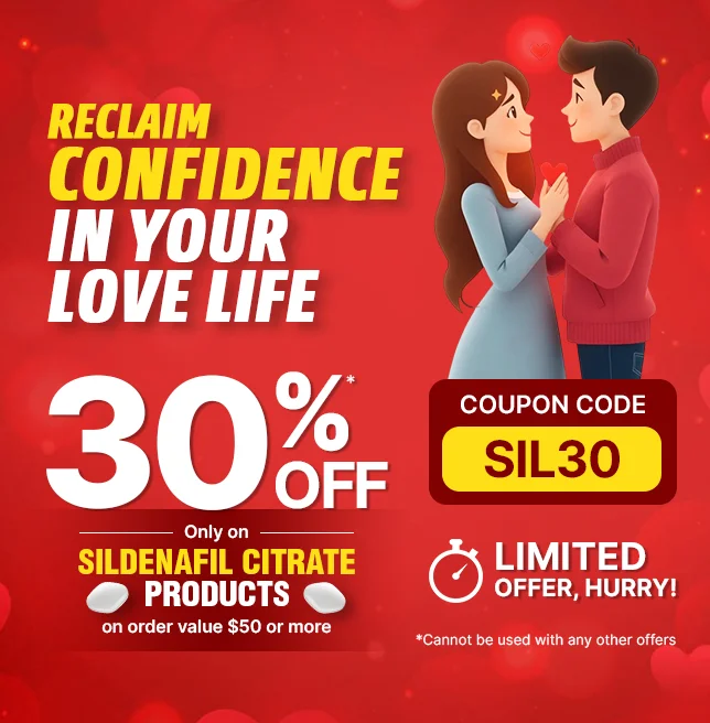 30% de descuento en productos con citrato de sildenafil en pedidos superiores a 50 $. Usa el código SIL30.