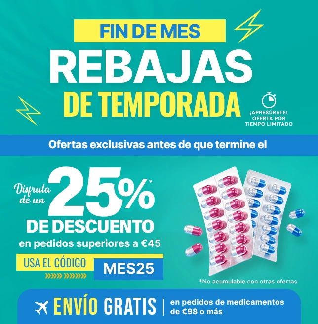 Rebajas de fin de mes: 25 % de descuento con el código MES25